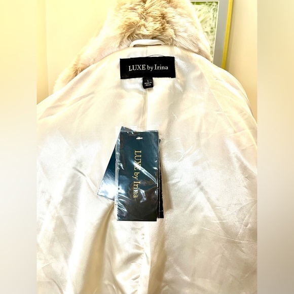 🆕VTG/LUXE by Irina faux fur knit open kimono style coat,satin line,cream color. - Picture 11 of 12